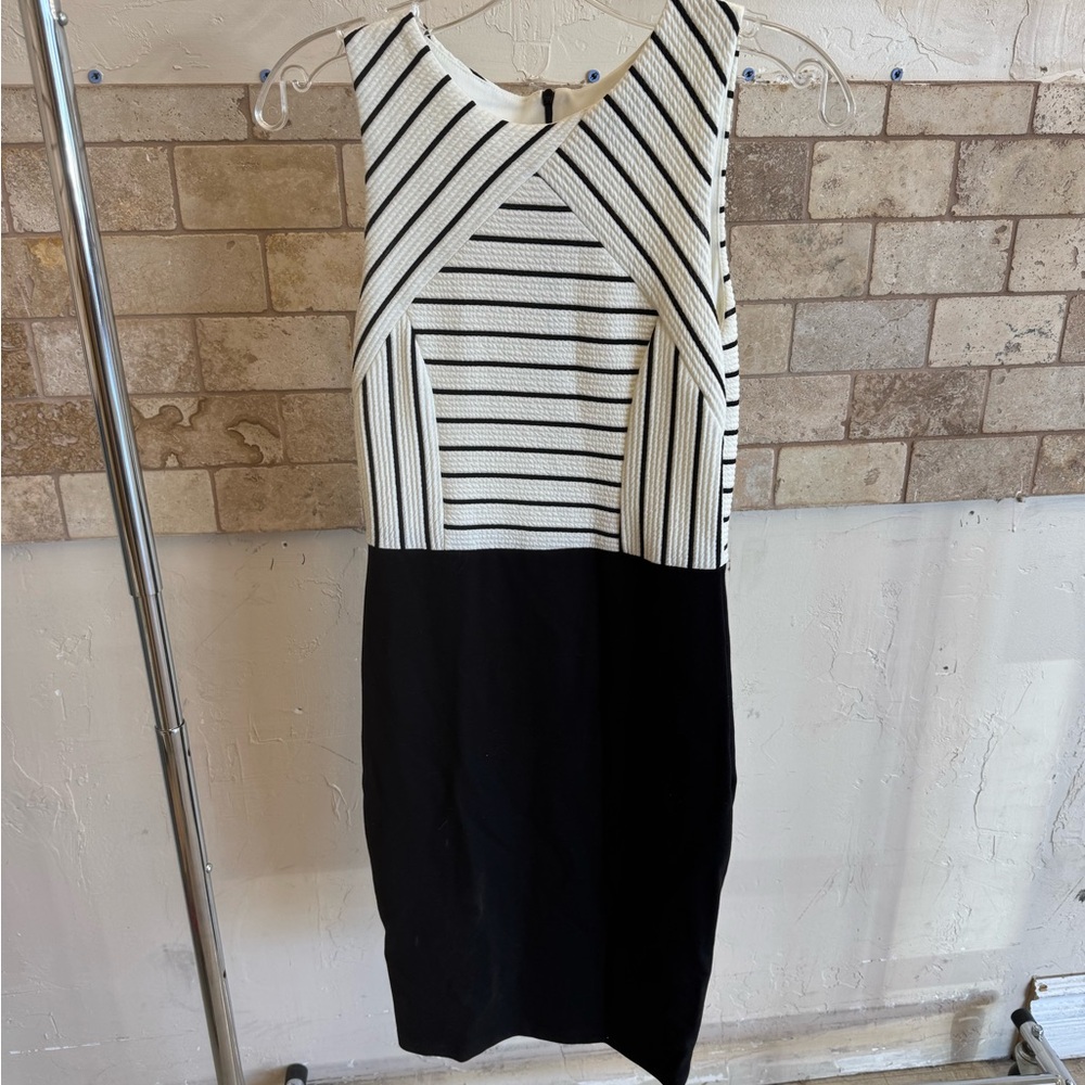 Lulu's Monochrome Striped Midi Dress